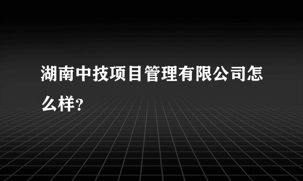 湖南中技项目管理有限公司怎么样？