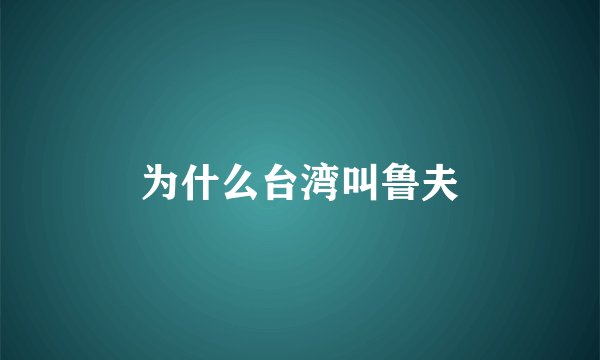 为什么台湾叫鲁夫
