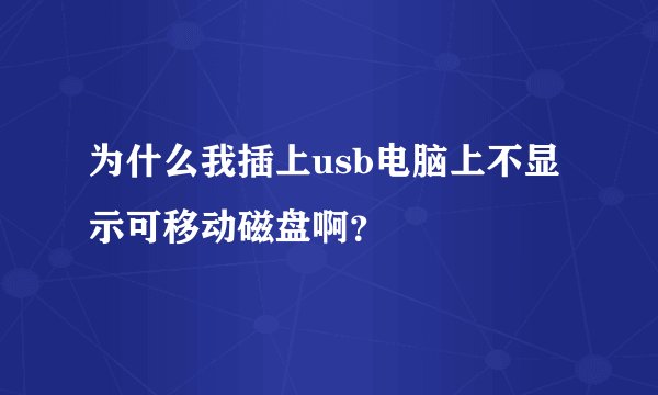 为什么我插上usb电脑上不显示可移动磁盘啊？