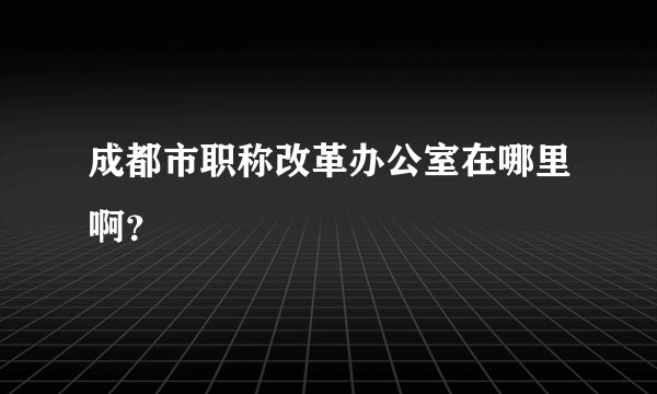 成都市职称改革办公室在哪里啊？