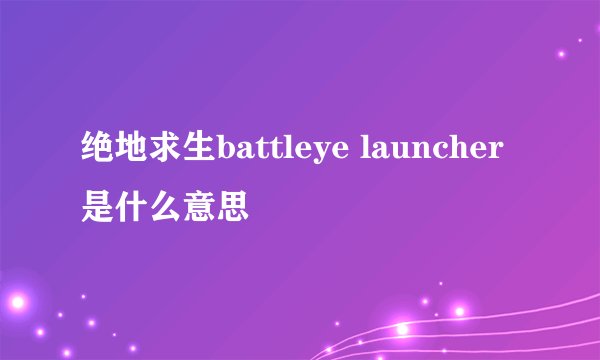 绝地求生battleye launcher是什么意思