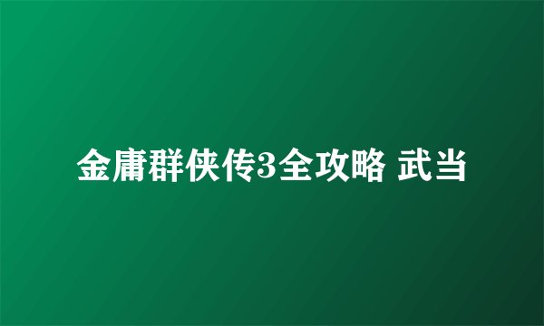 金庸群侠传3全攻略 武当