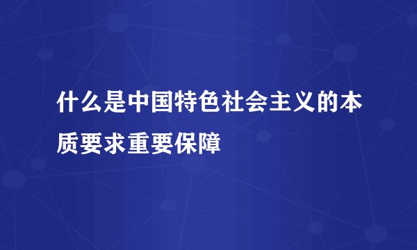什么是中国特色社会主义的本质要求重要保障