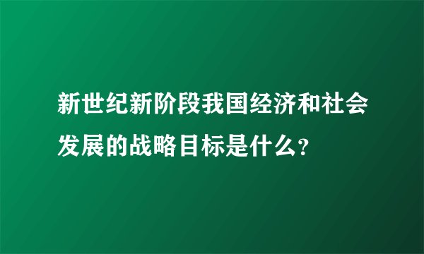 新世纪新阶段我国经济和社会发展的战略目标是什么？