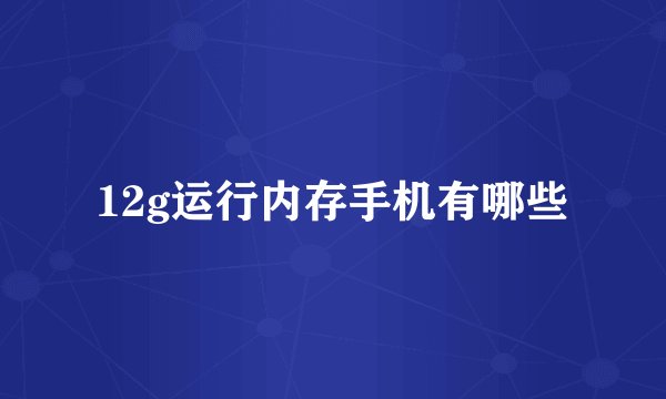 12g运行内存手机有哪些