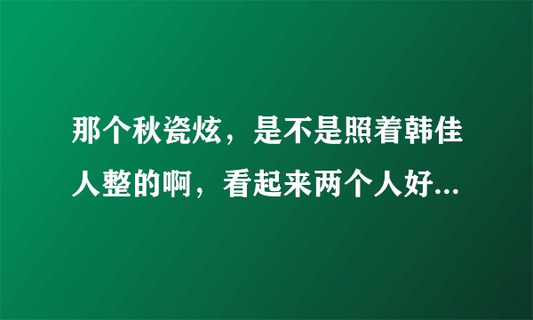 那个秋瓷炫，是不是照着韩佳人整的啊，看起来两个人好像哦，整形真的可以化腐朽为神奇吗？