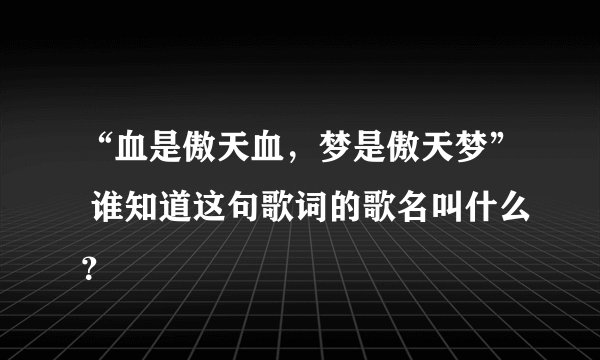 “血是傲天血，梦是傲天梦” 谁知道这句歌词的歌名叫什么？