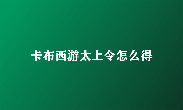 卡布西游太上令怎么得