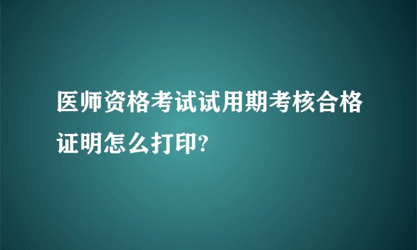 医师资格考试试用期考核合格证明怎么打印?