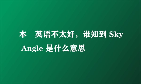 本屌英语不太好，谁知到 Sky Angle 是什么意思