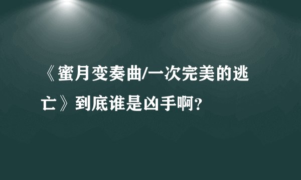 《蜜月变奏曲/一次完美的逃亡》到底谁是凶手啊？