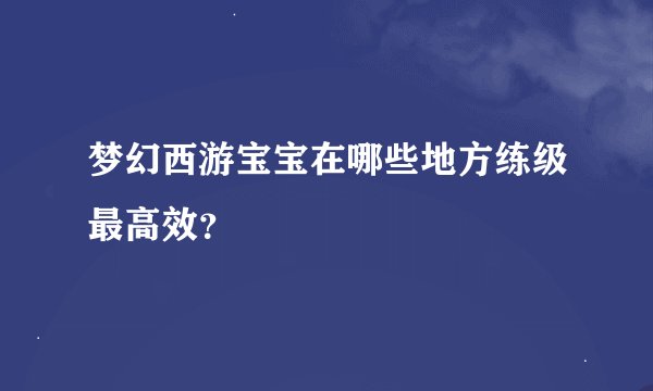 梦幻西游宝宝在哪些地方练级最高效？