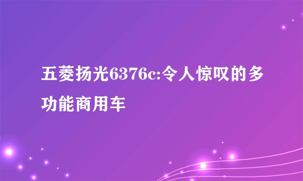 五菱扬光6376c:令人惊叹的多功能商用车