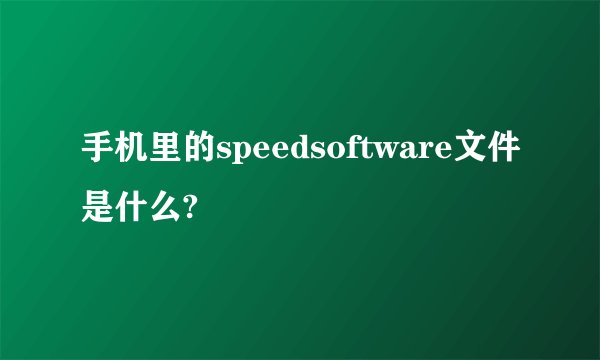 手机里的speedsoftware文件是什么?