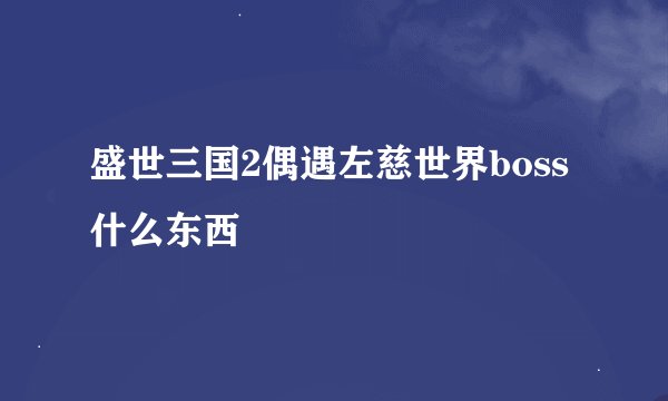 盛世三国2偶遇左慈世界boss什么东西