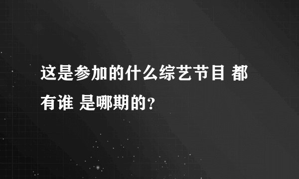 这是参加的什么综艺节目 都有谁 是哪期的？