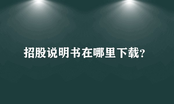 招股说明书在哪里下载？