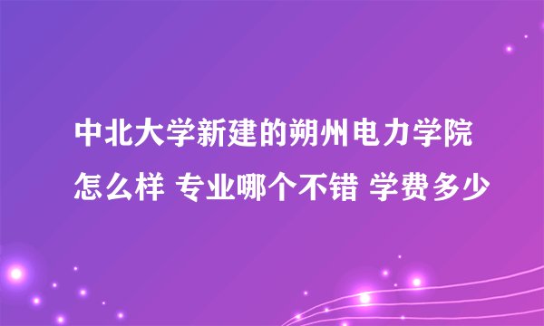 中北大学新建的朔州电力学院怎么样 专业哪个不错 学费多少
