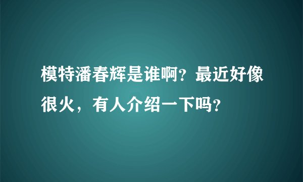 模特潘春辉是谁啊？最近好像很火，有人介绍一下吗？