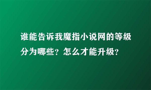 谁能告诉我魔指小说网的等级分为哪些？怎么才能升级？