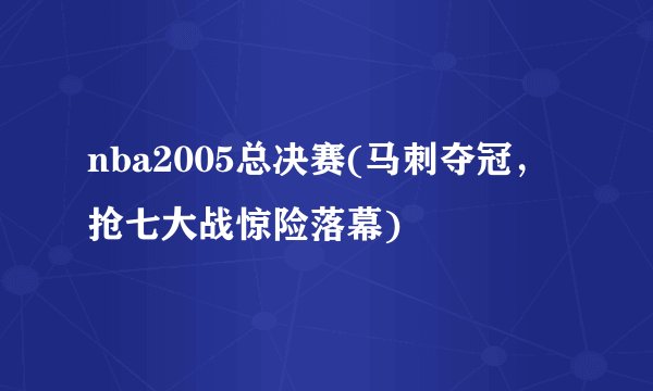 nba2005总决赛(马刺夺冠，抢七大战惊险落幕)