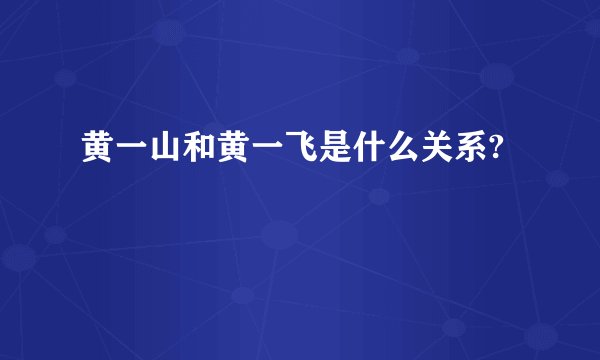 黄一山和黄一飞是什么关系?