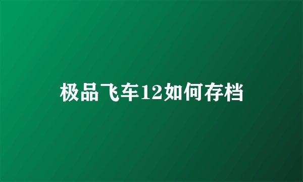 极品飞车12如何存档