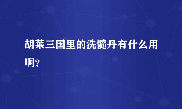 胡莱三国里的洗髓丹有什么用啊？