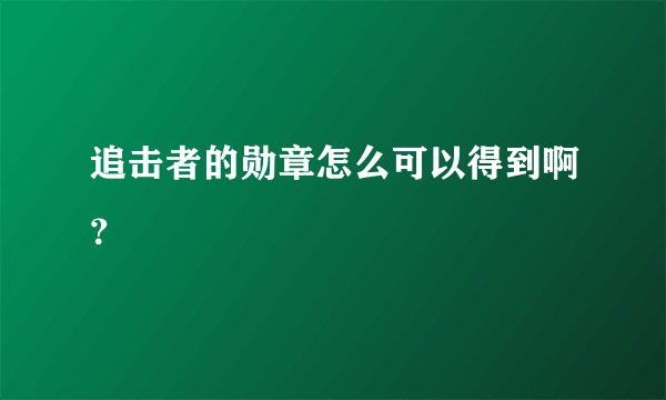 追击者的勋章怎么可以得到啊？