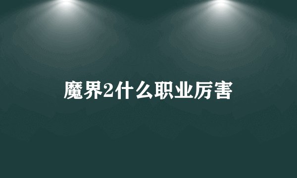 魔界2什么职业厉害
