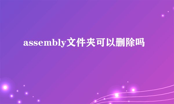 assembly文件夹可以删除吗