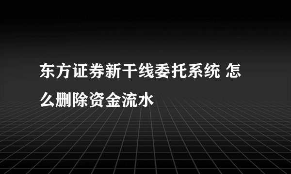 东方证券新干线委托系统 怎么删除资金流水