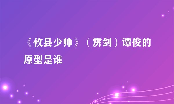 《攸县少帅》（雳剑）谭俊的原型是谁