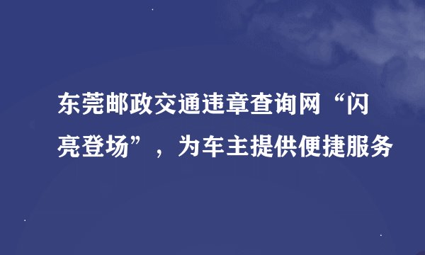 东莞邮政交通违章查询网“闪亮登场”，为车主提供便捷服务