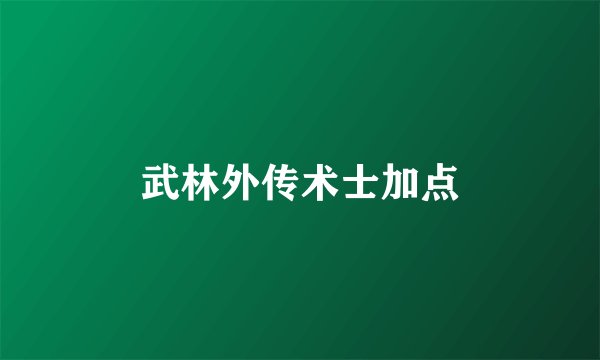武林外传术士加点