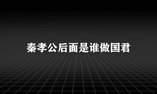 秦孝公后面是谁做国君