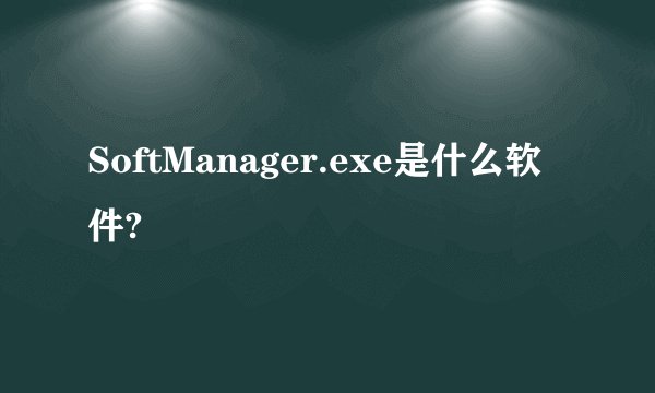 SoftManager.exe是什么软件?