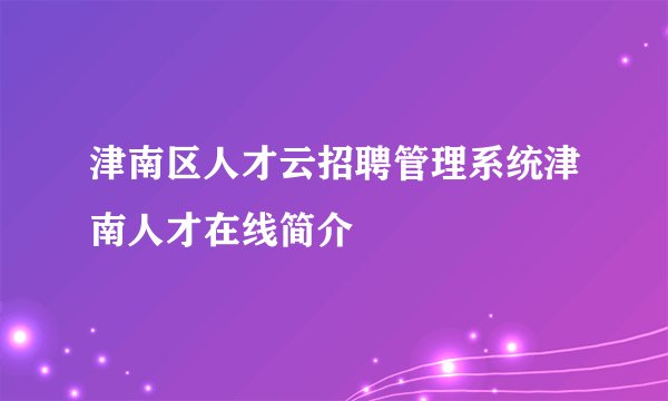 津南区人才云招聘管理系统津南人才在线简介