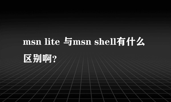msn lite 与msn shell有什么区别啊？