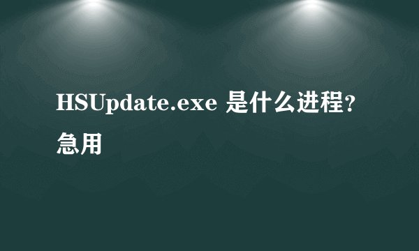 HSUpdate.exe 是什么进程？急用