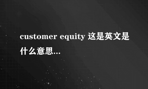 customer equity 这是英文是什么意思???不要用字面意思翻字...