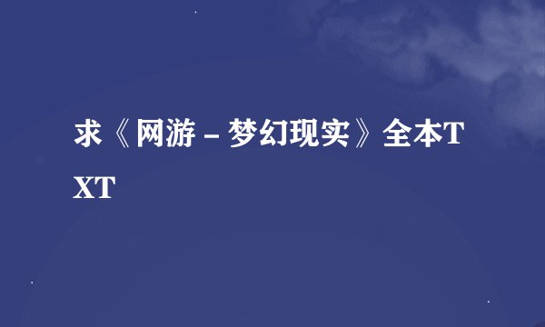 求《网游－梦幻现实》全本TXT