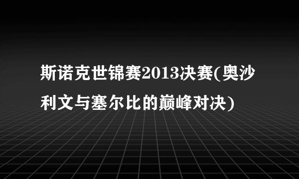 斯诺克世锦赛2013决赛(奥沙利文与塞尔比的巅峰对决)