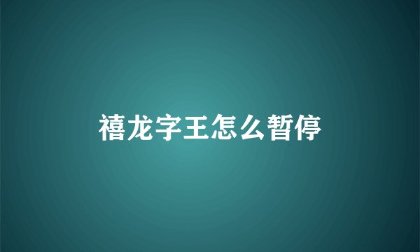 禧龙字王怎么暂停