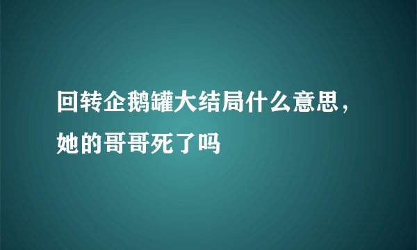 回转企鹅罐大结局什么意思，她的哥哥死了吗