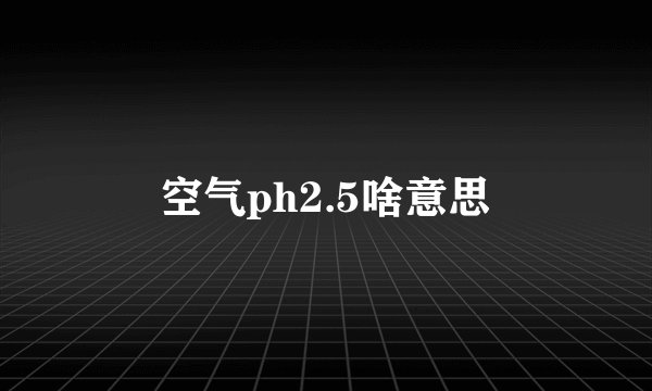 空气ph2.5啥意思