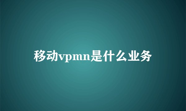 移动vpmn是什么业务