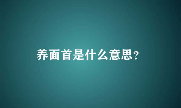 养面首是什么意思？
