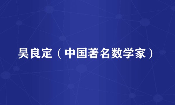 吴良定（中国著名数学家）