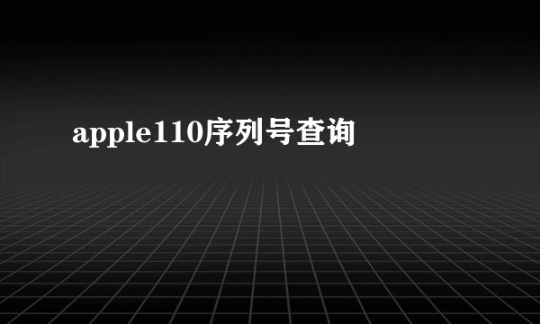 apple110序列号查询